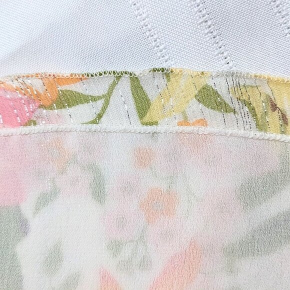 Rare Pastel Y2K BOB MACKIE STUDIO Silk Chiffon Lurex Floral Peplum Top Size 8(4) - Picture 4 of 5